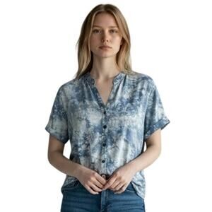 ANTHROPOLOGIE x CLOTH & STONE Boho Blue Tiedye Short Sleeve Top